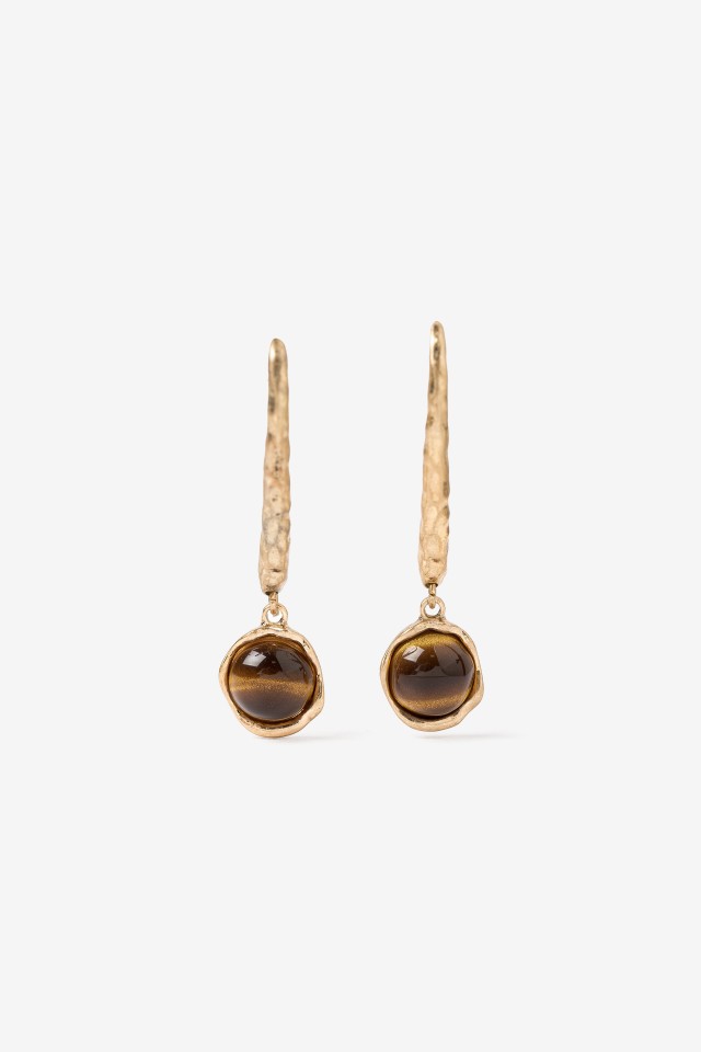 Gold-Tone Stone Drop Earrings