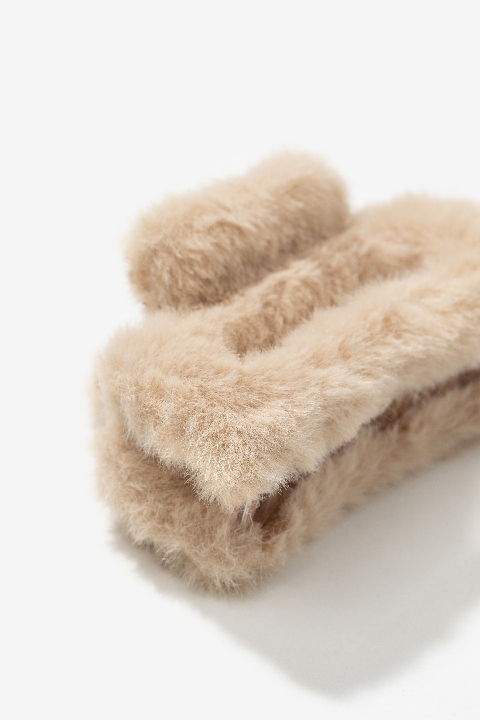 Beige Fluffy Hair Clip