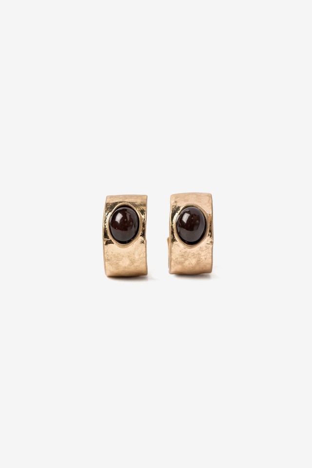 Gold-Tone Stone Hoop Earrings Gold-Tone Stone Hoop Earrings