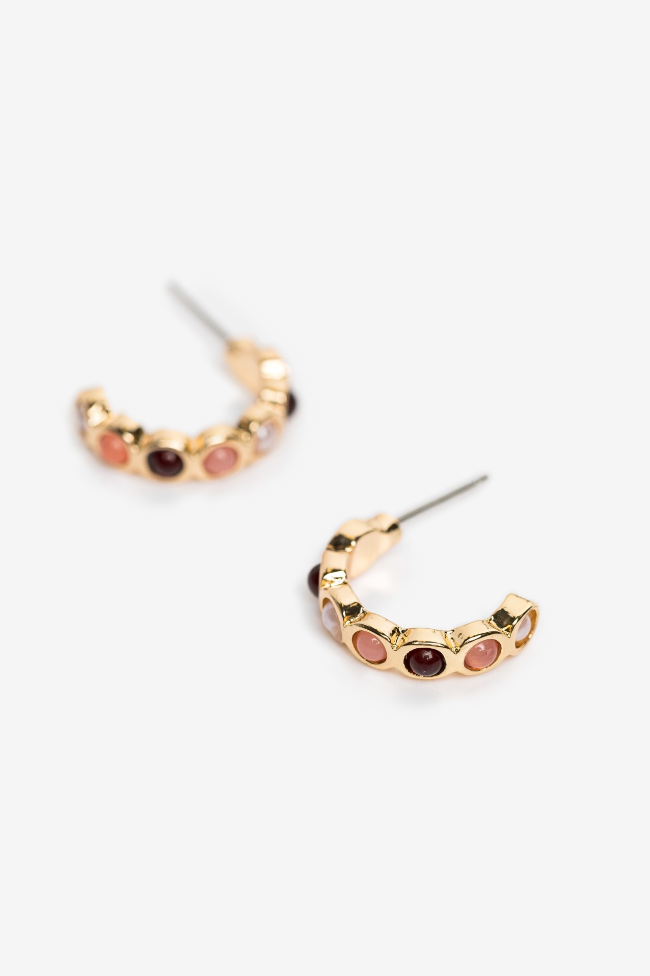 Pink Stone Hoop Earrings