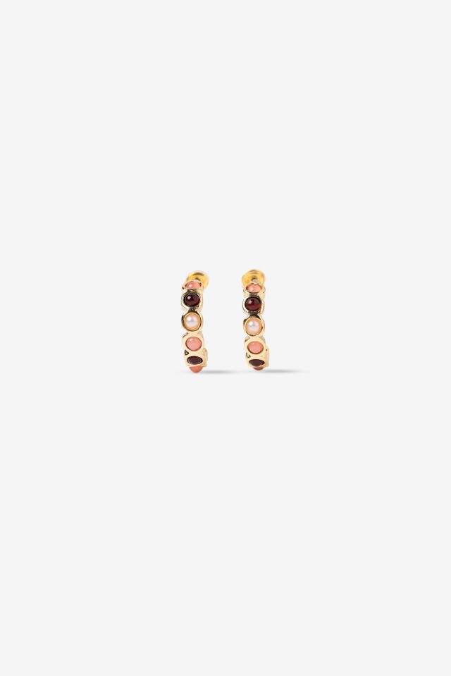 Pink Stone Hoop Earrings