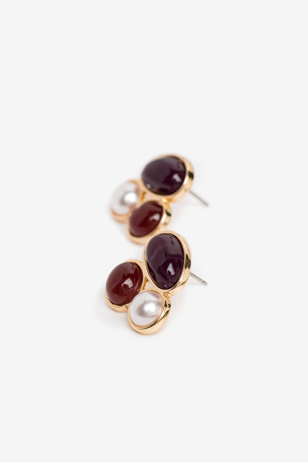 Gold-Tone Stone Stud Earrings