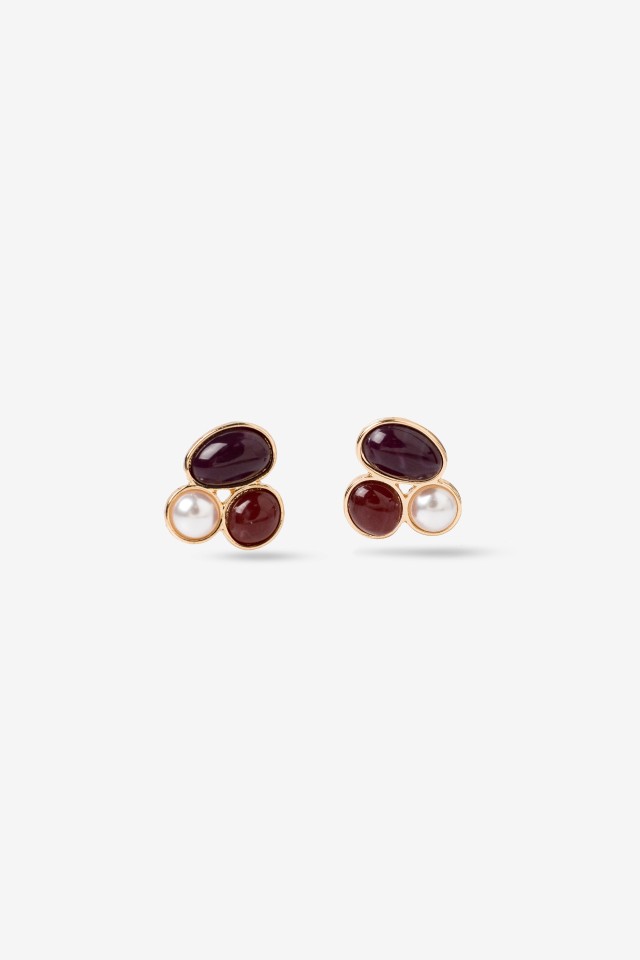 Gold-Tone Stone Stud Earrings