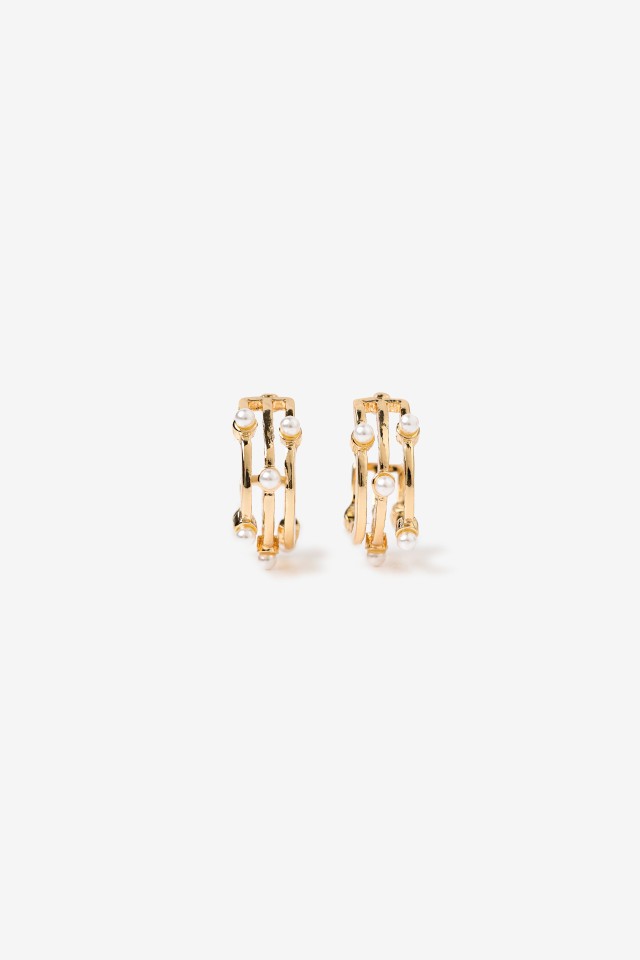 Gold Pearl Hoops
