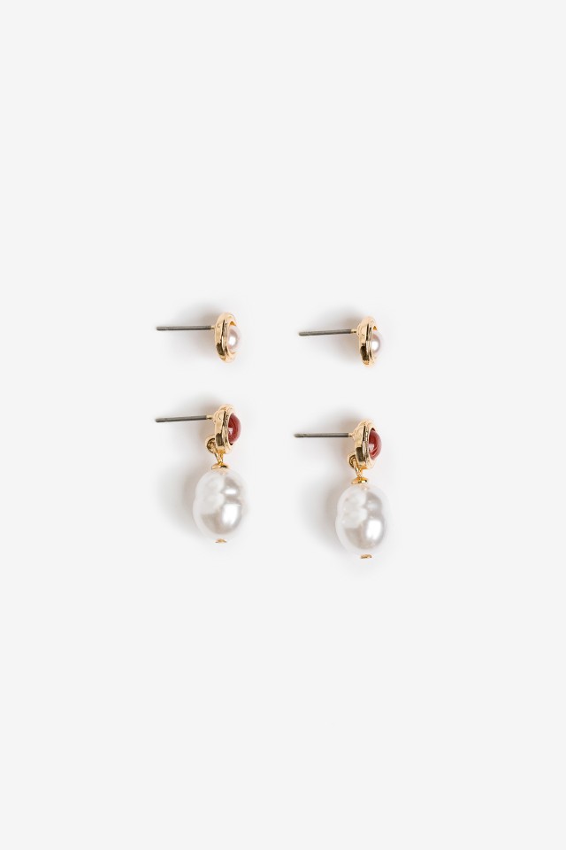 Gold-Tone Pearl Earrings
