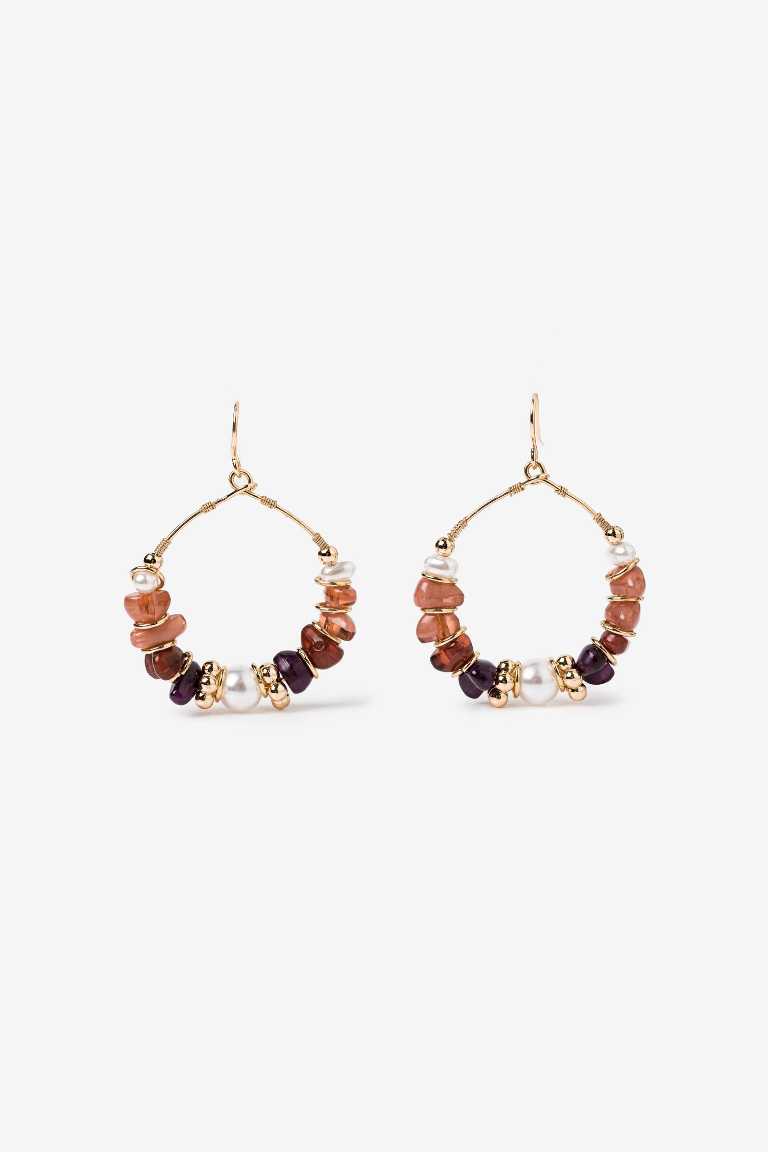 Gold-Tone Beaded Hoop Earrings
