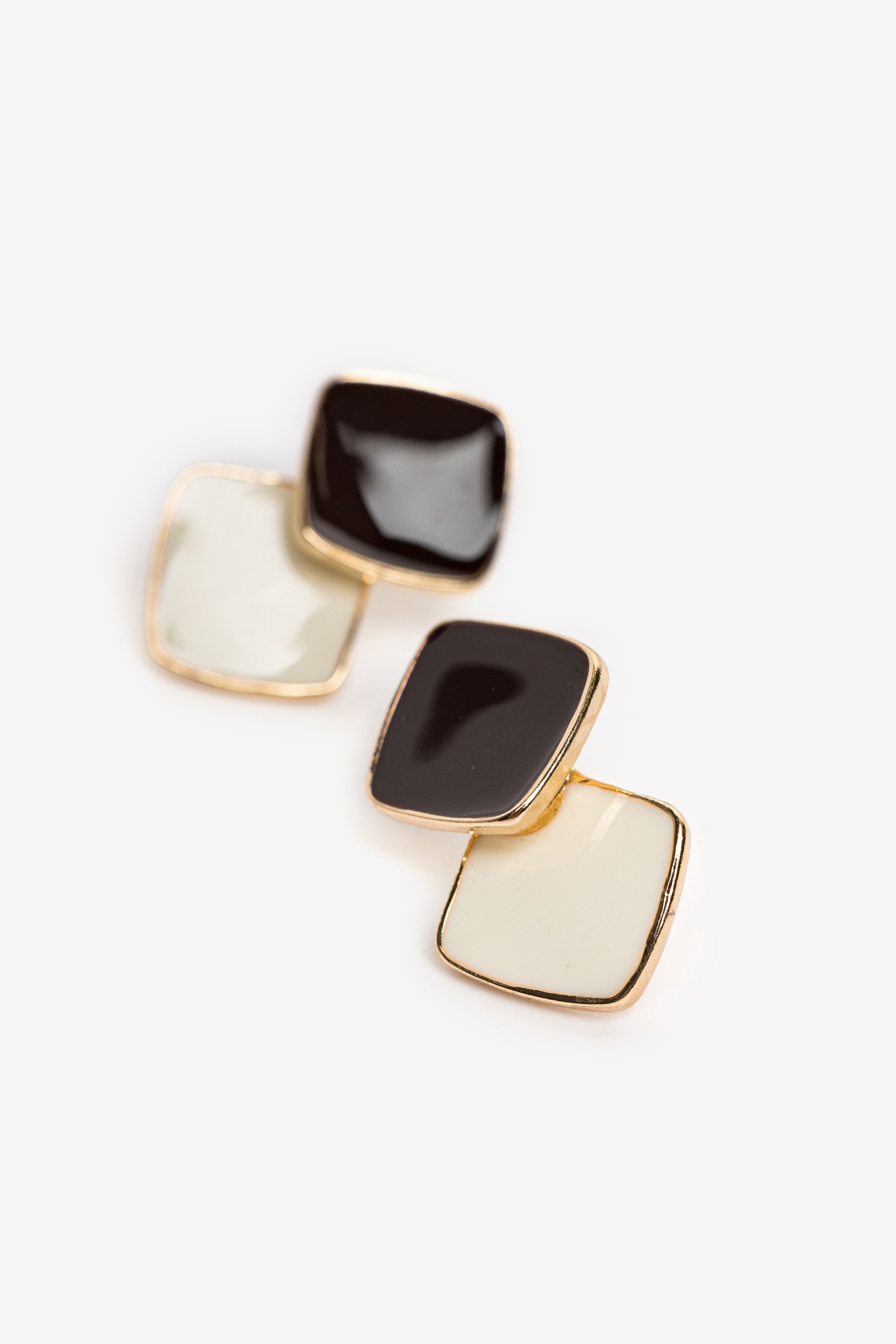 Brown and Ivory Geometric Earrings