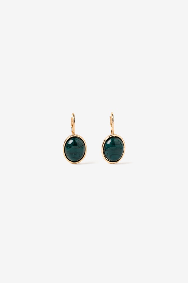 Green Oval Drop Earrings