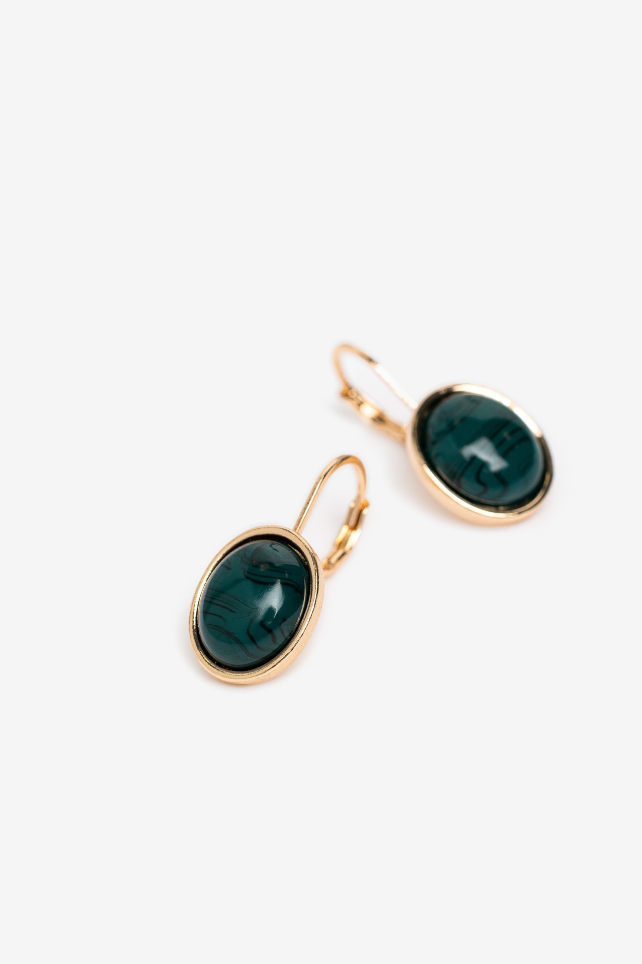Green Oval Drop Earrings