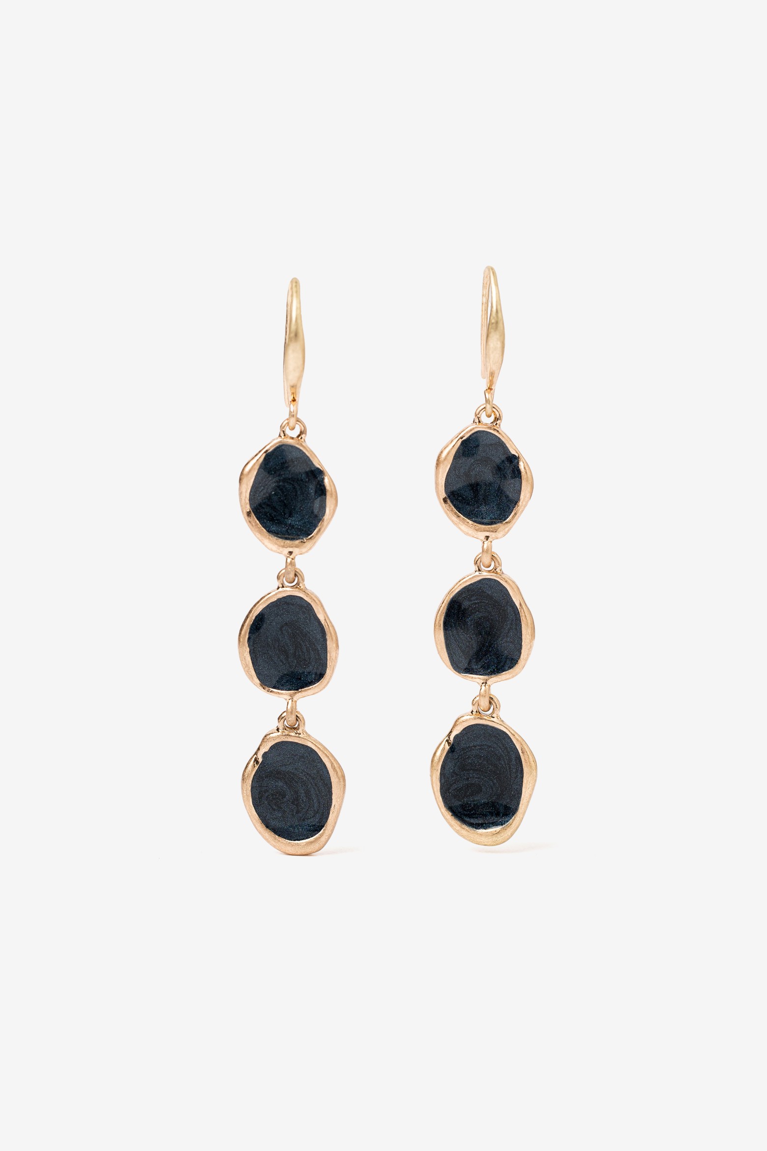 Gold Drop Black Earrings