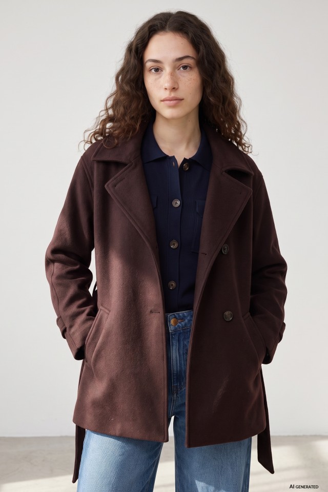 Relaxed Brown Belted Coat