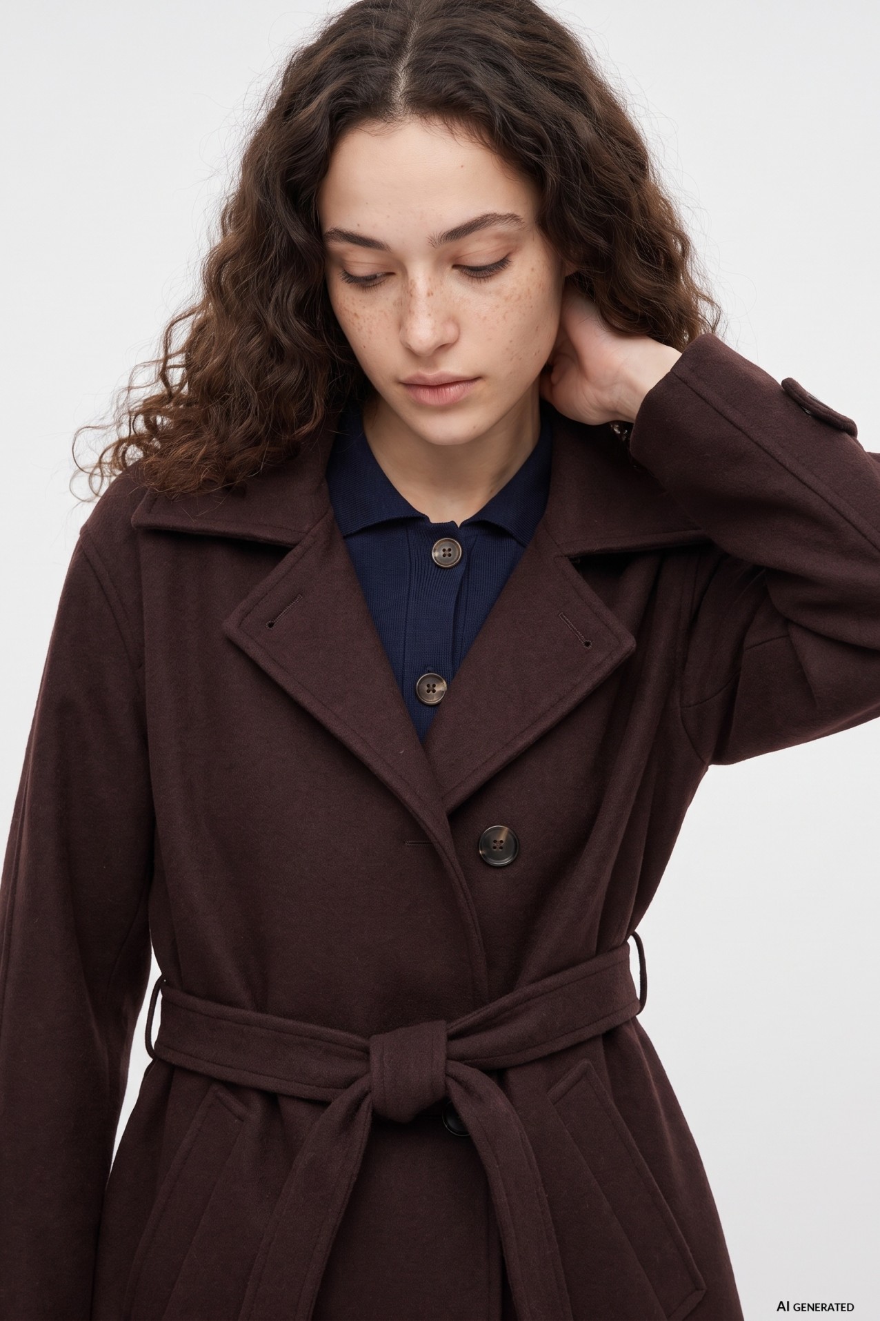 Relaxed Brown Belted Coat
