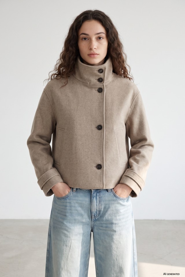 Beige Minimalist Short Jacket