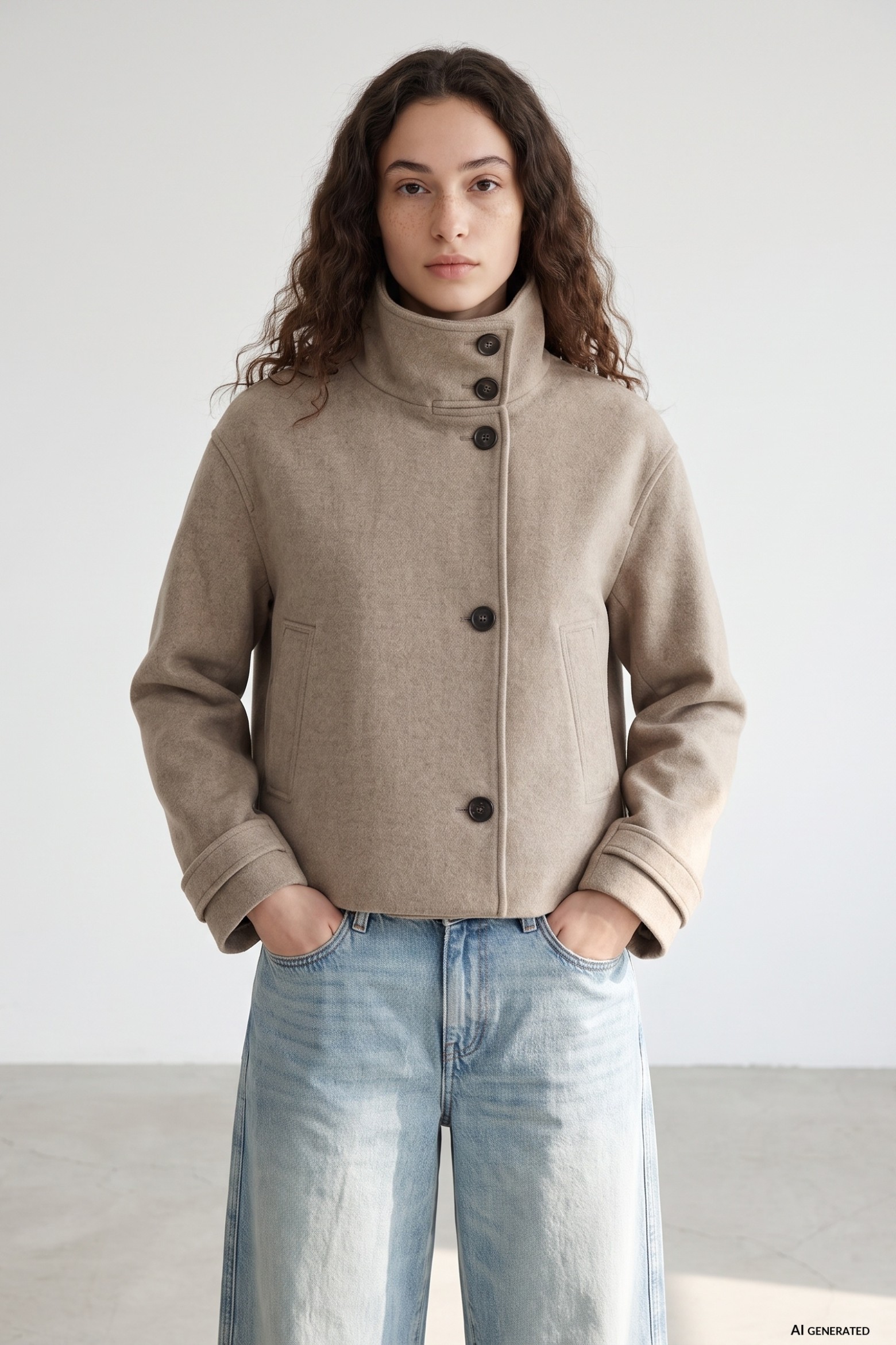 Beige Minimalist Short Jacket