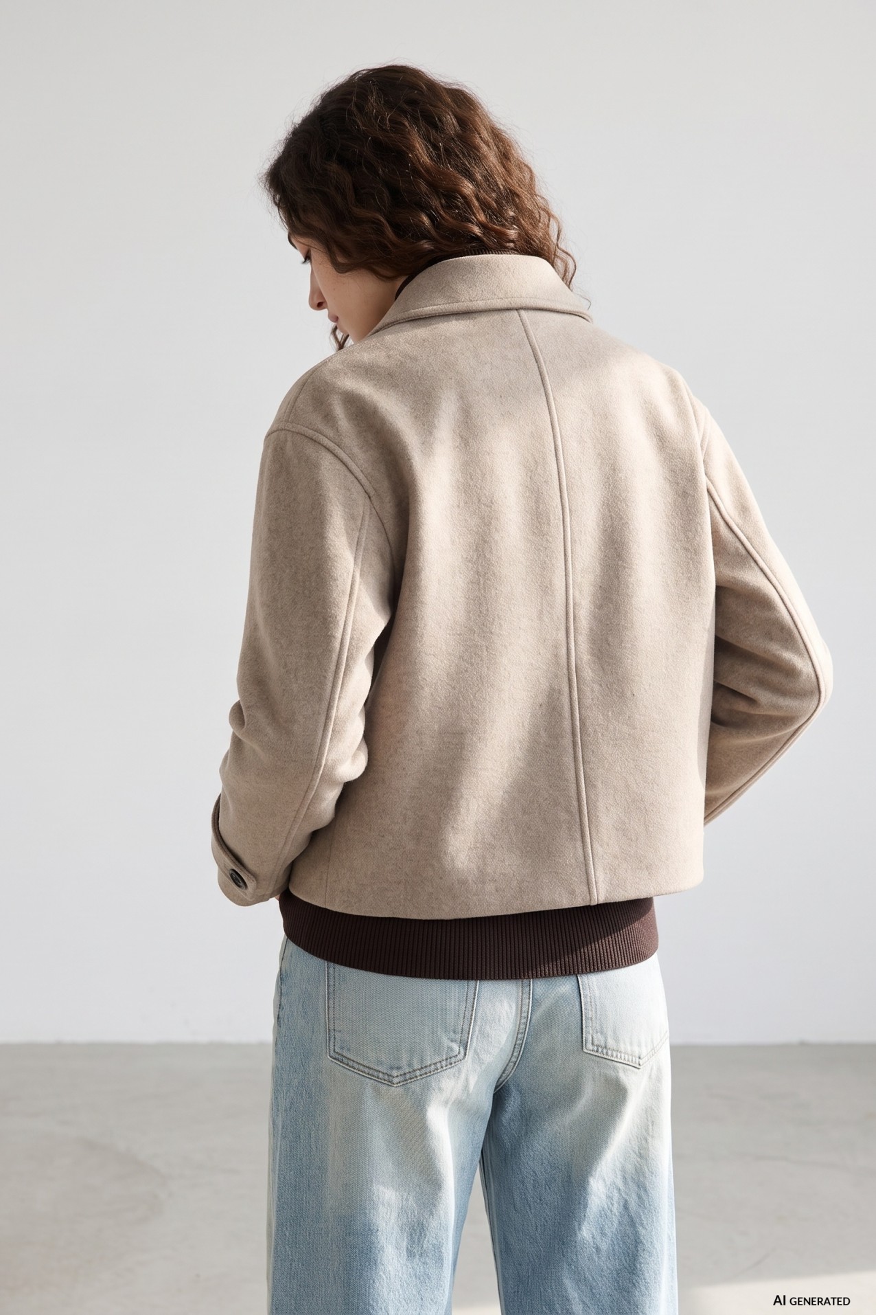 Beige Minimalist Short Jacket