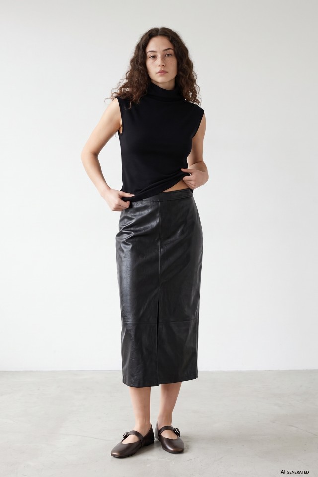 Black Midi Regular Skirt