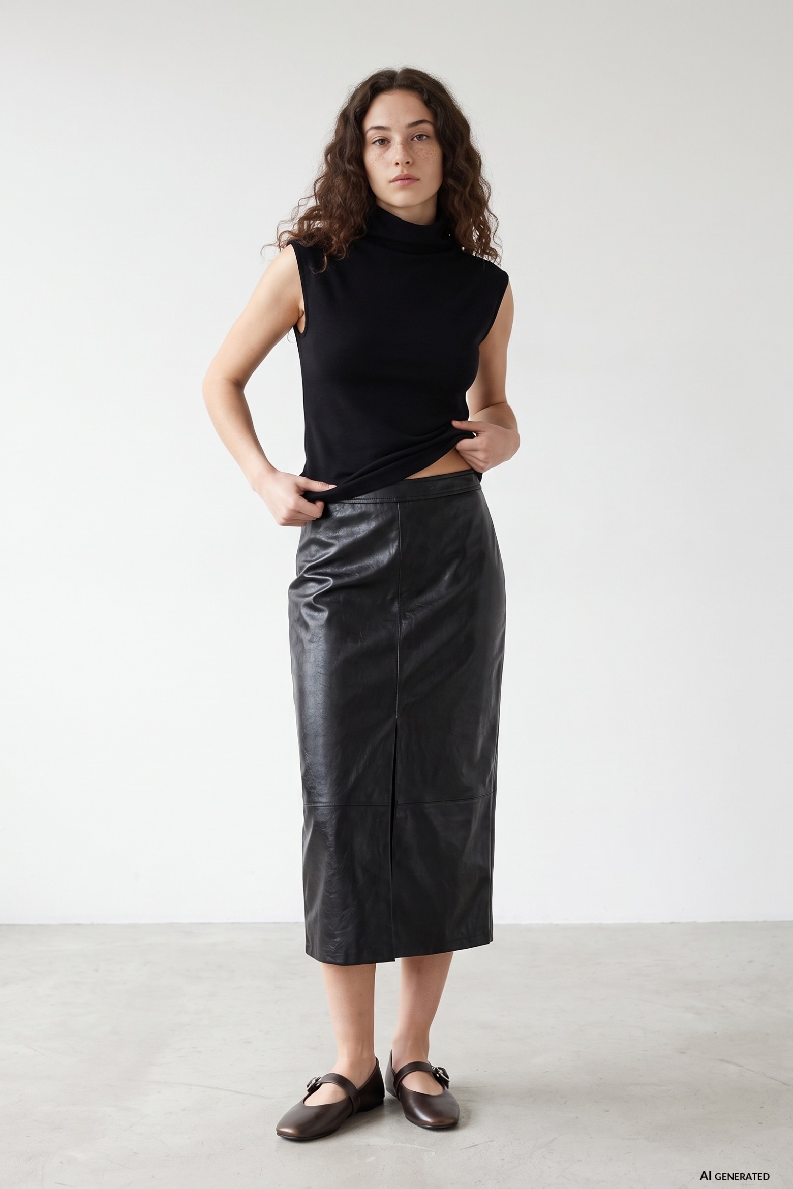 Black Midi Regular Skirt