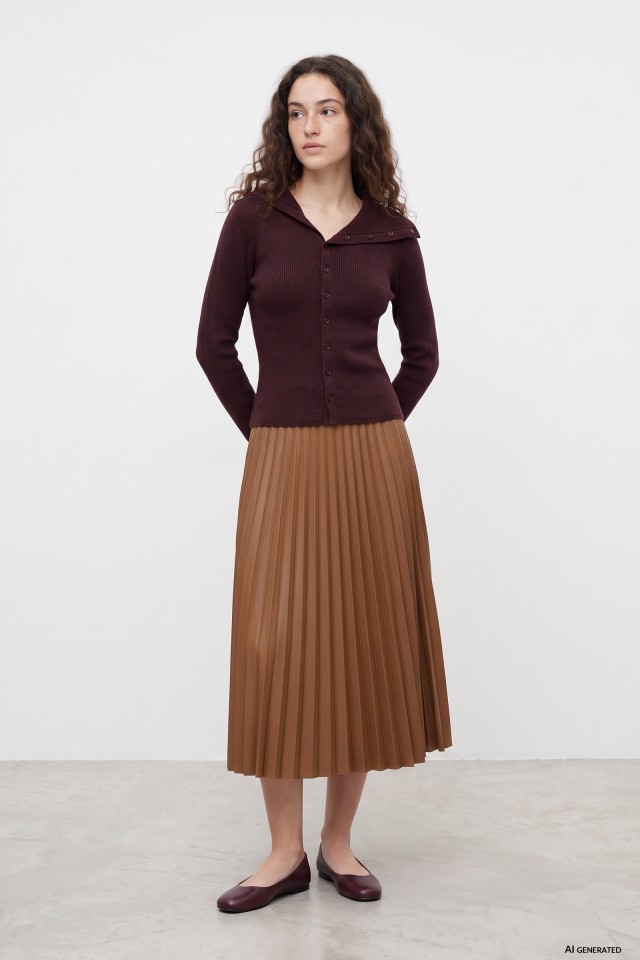 Brown Pleated Midi Skirt Brown Pleated Midi Skirt