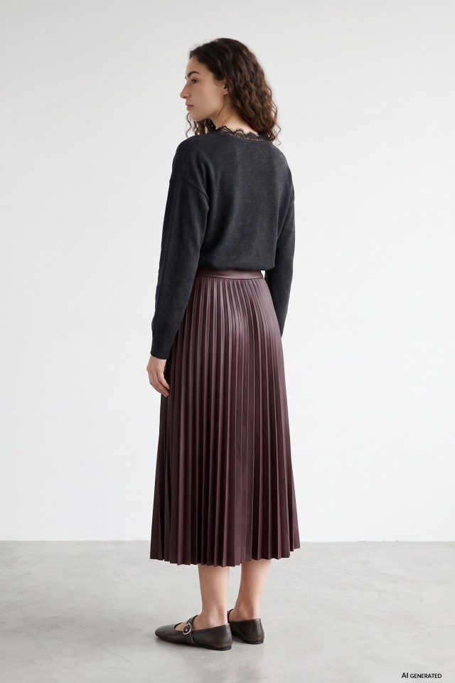 Burgundy Pleated Midi Skirt Burgundy Pleated Midi Skirt