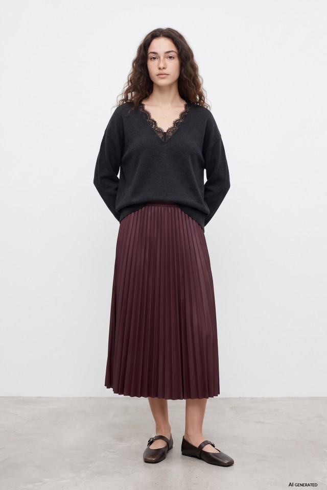 Burgundy Pleated Midi Skirt Burgundy Pleated Midi Skirt