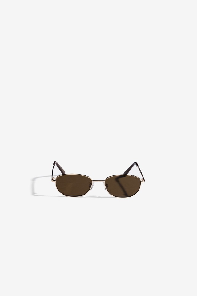 Slim Gold Oval Sunglasses