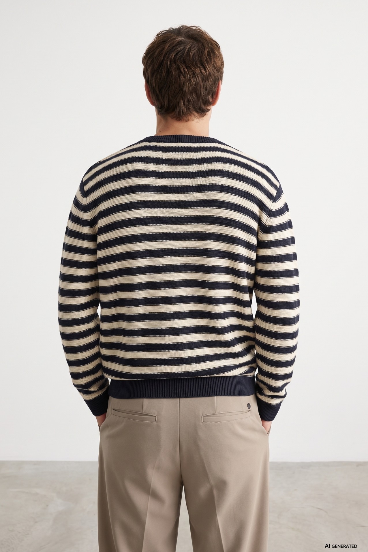 Navy Striped Knit Sweater