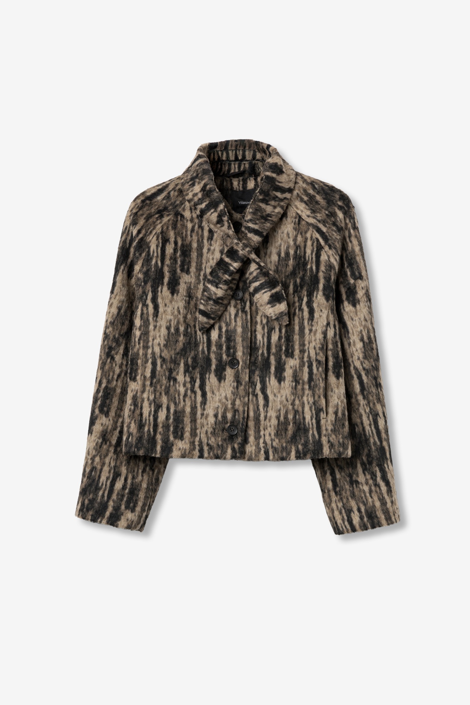Beige Short Patterned Jacket