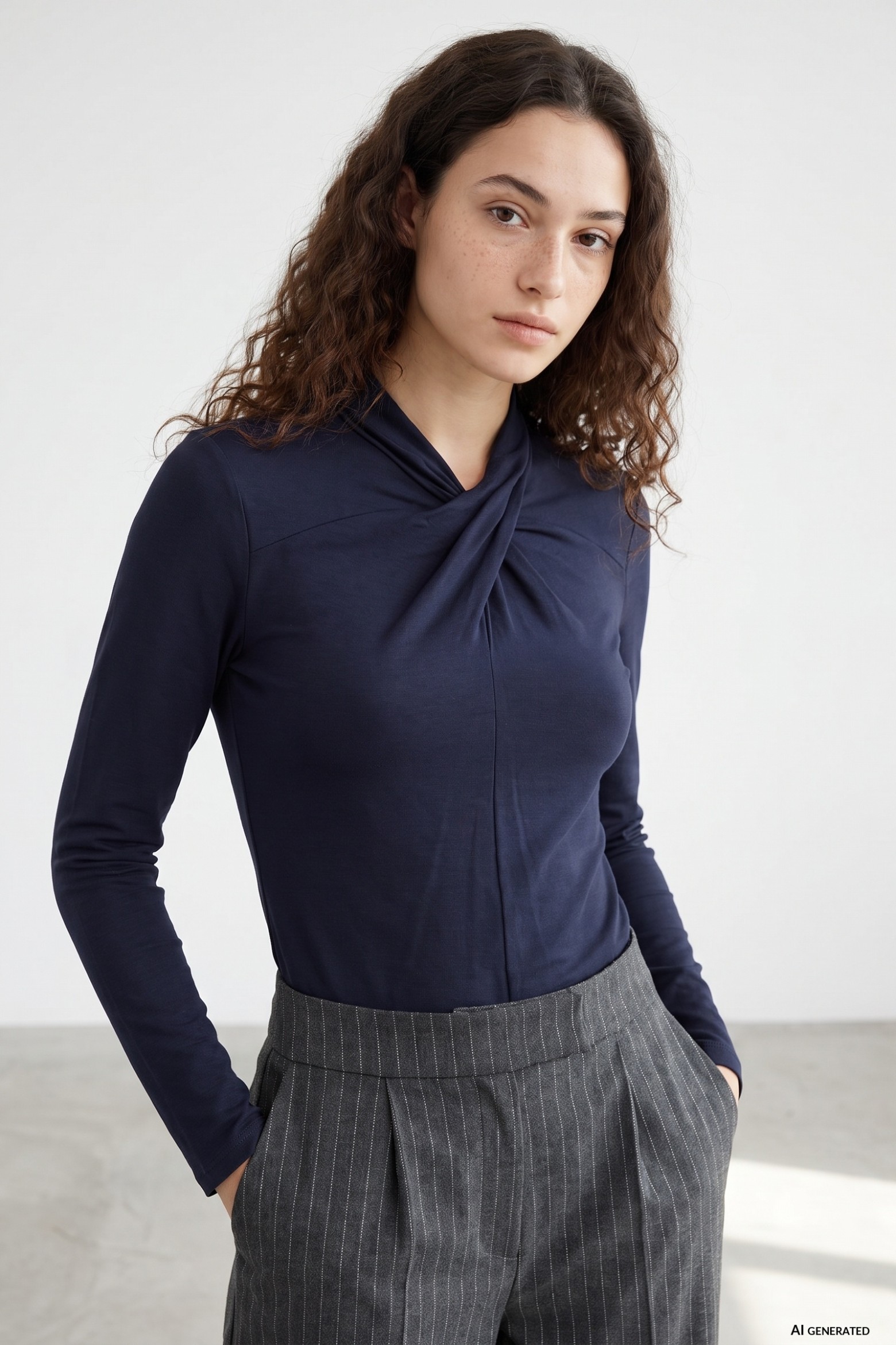 Navy Slim Fit Long Sleeve Tee