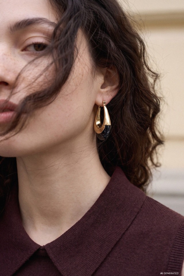 Chunky Gold Black Hoops