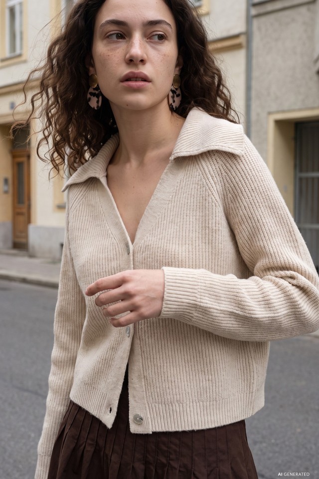 Beige Relaxed Knit Cardigan Beige Relaxed Knit Cardigan