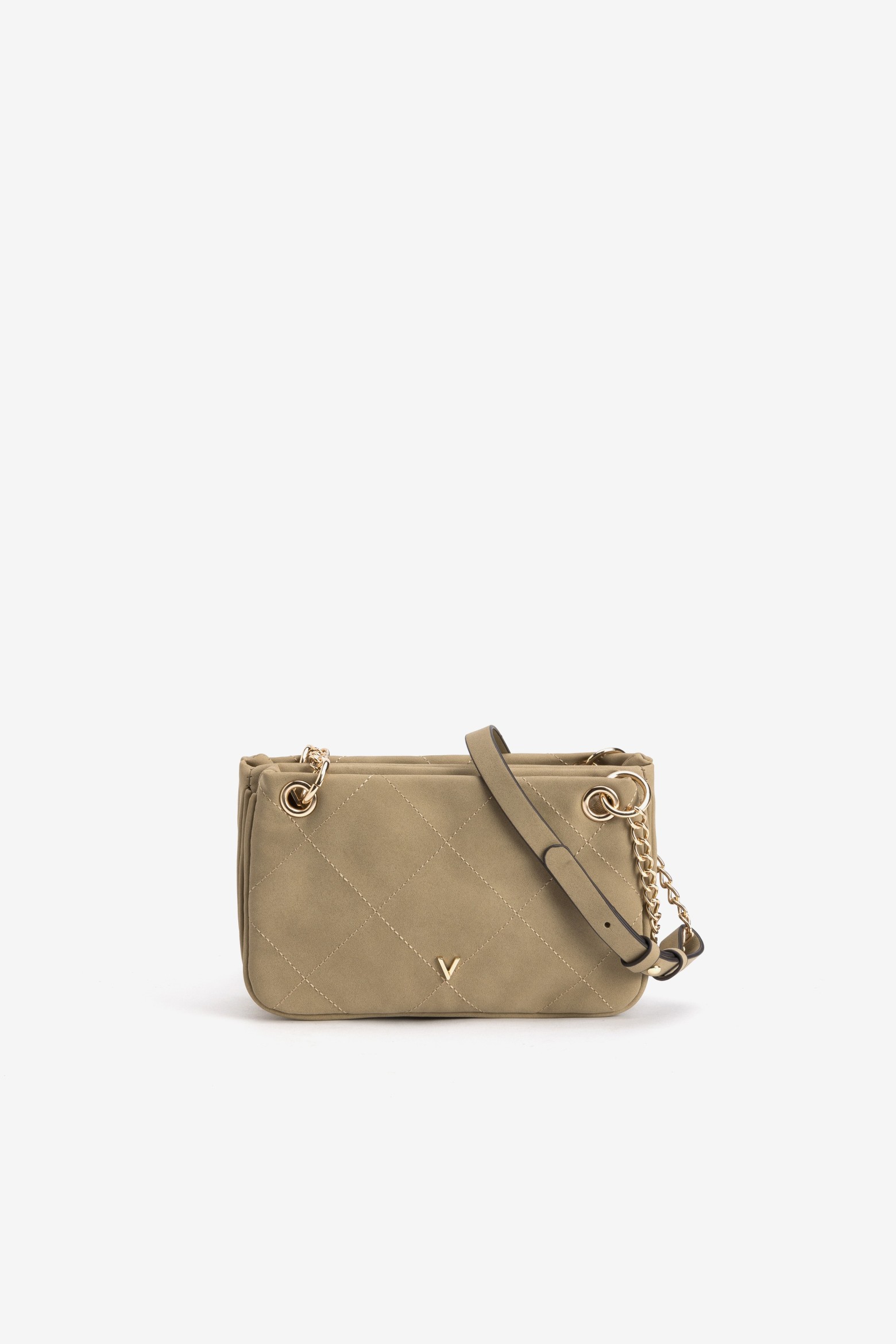 Beige Quilted Strap Wallet