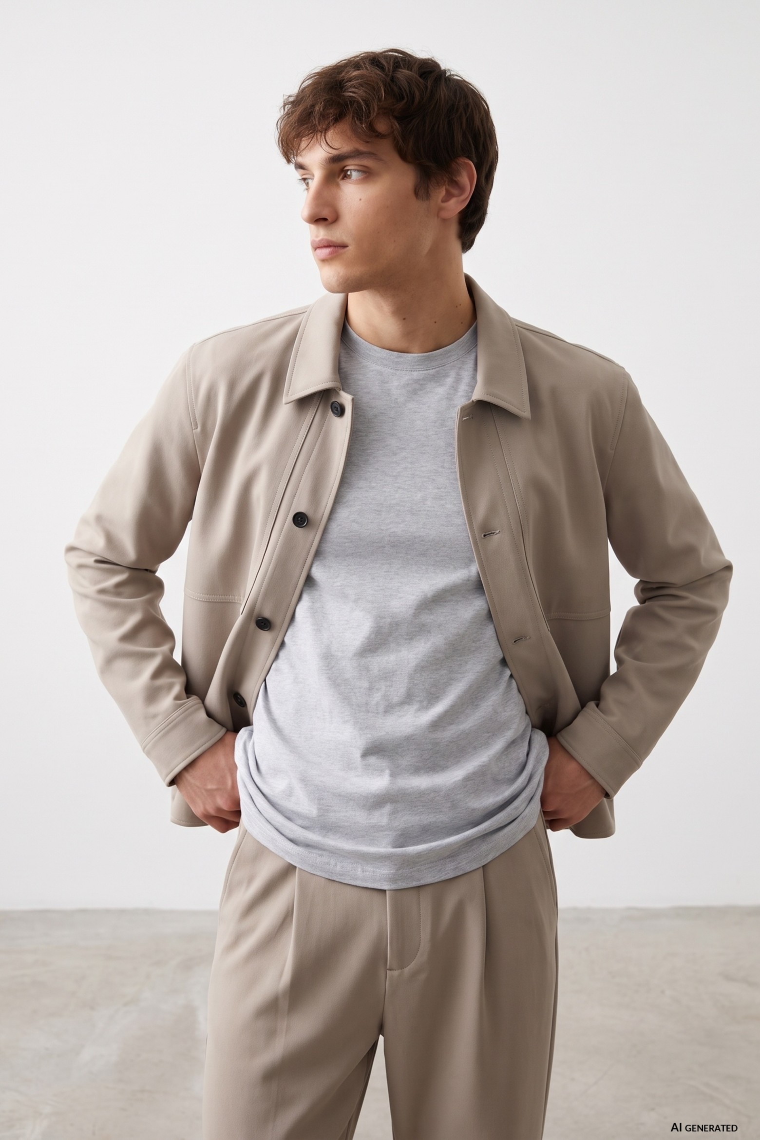 Beige Regular Fit Short Jacket