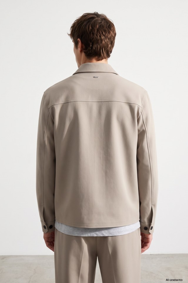 Beige Regular Fit Short Jacket Beige Regular Fit Short Jacket