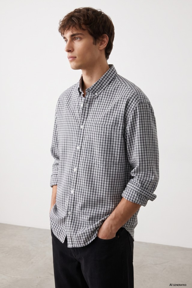 Blue Check Oversized Shirt