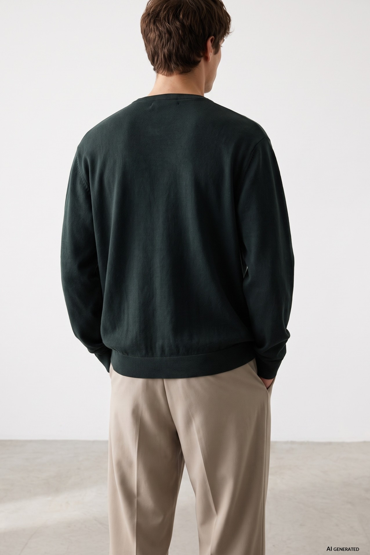 Green Regular Knit Sweater