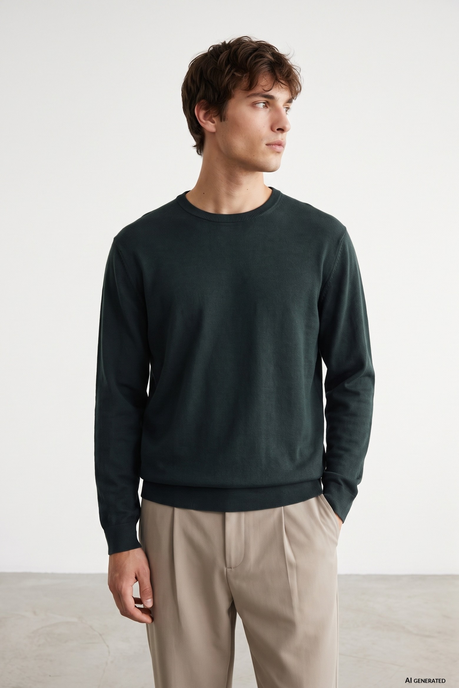 Green Regular Knit Sweater