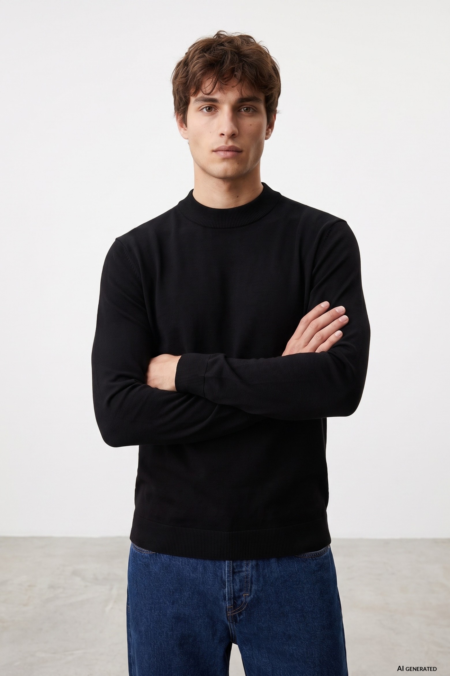 Black Regular-Fit Knit Sweater