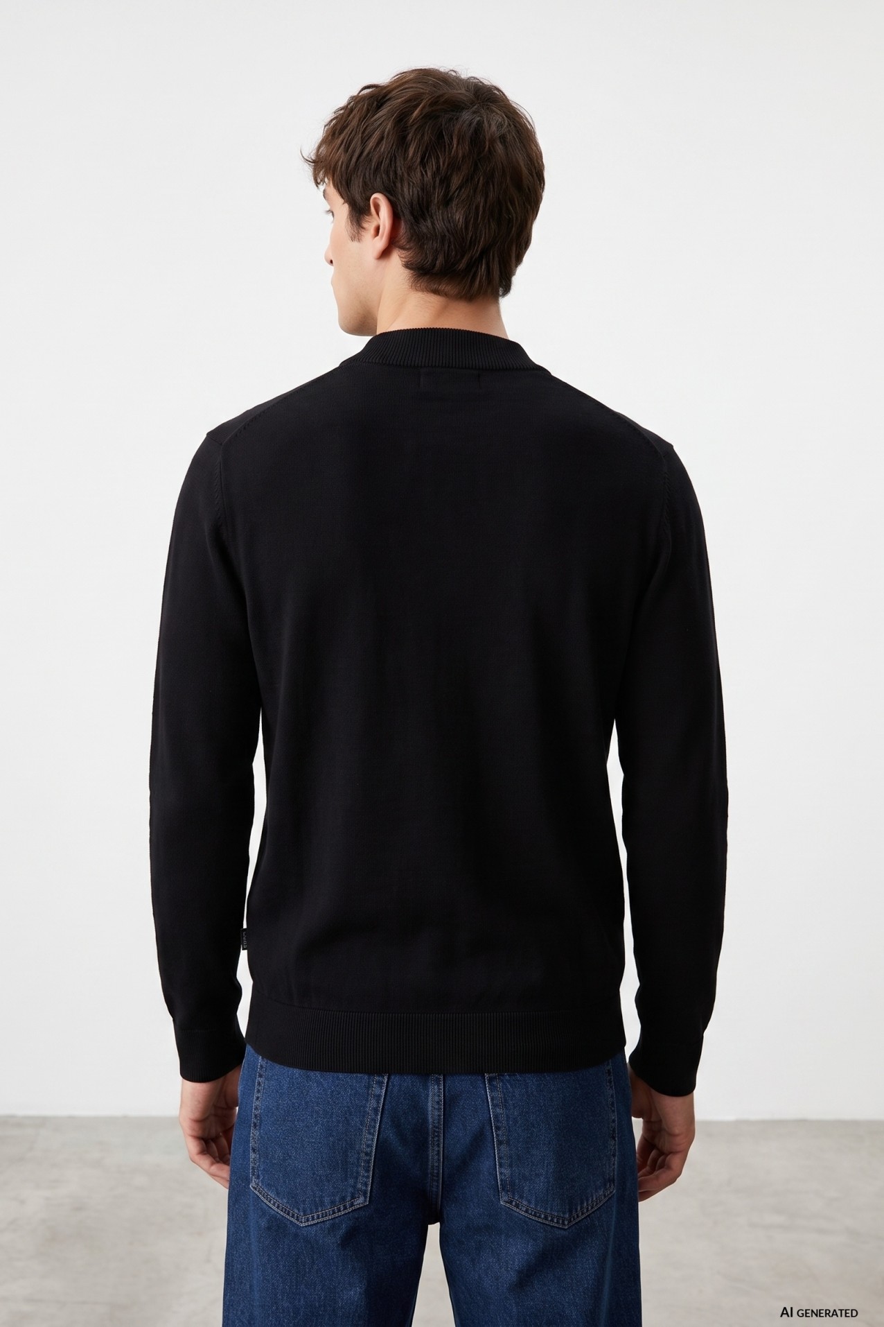 Black Regular-Fit Knit Sweater