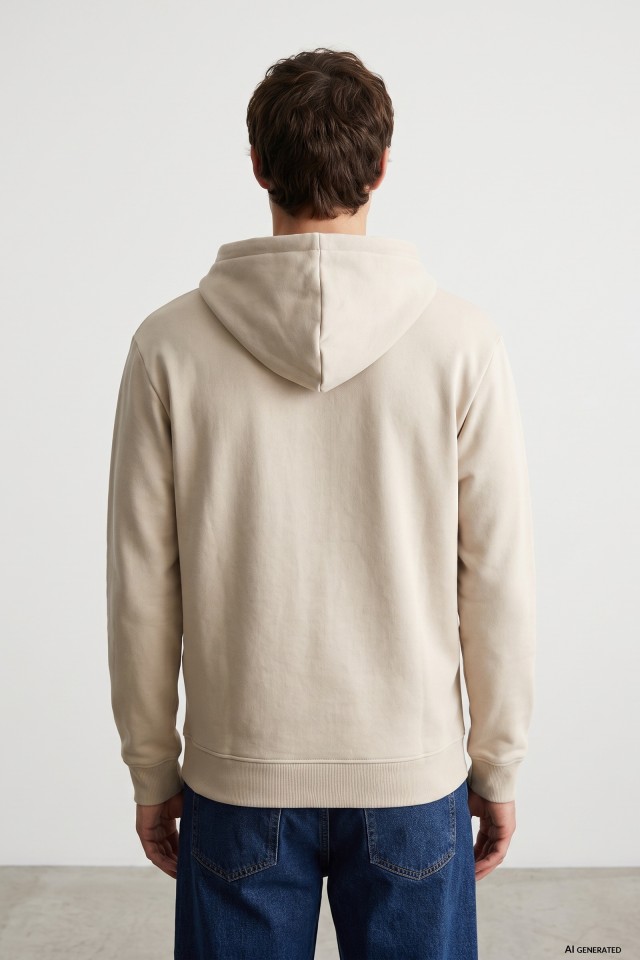 Beige Regular Fit Hoodie Beige Regular Fit Hoodie