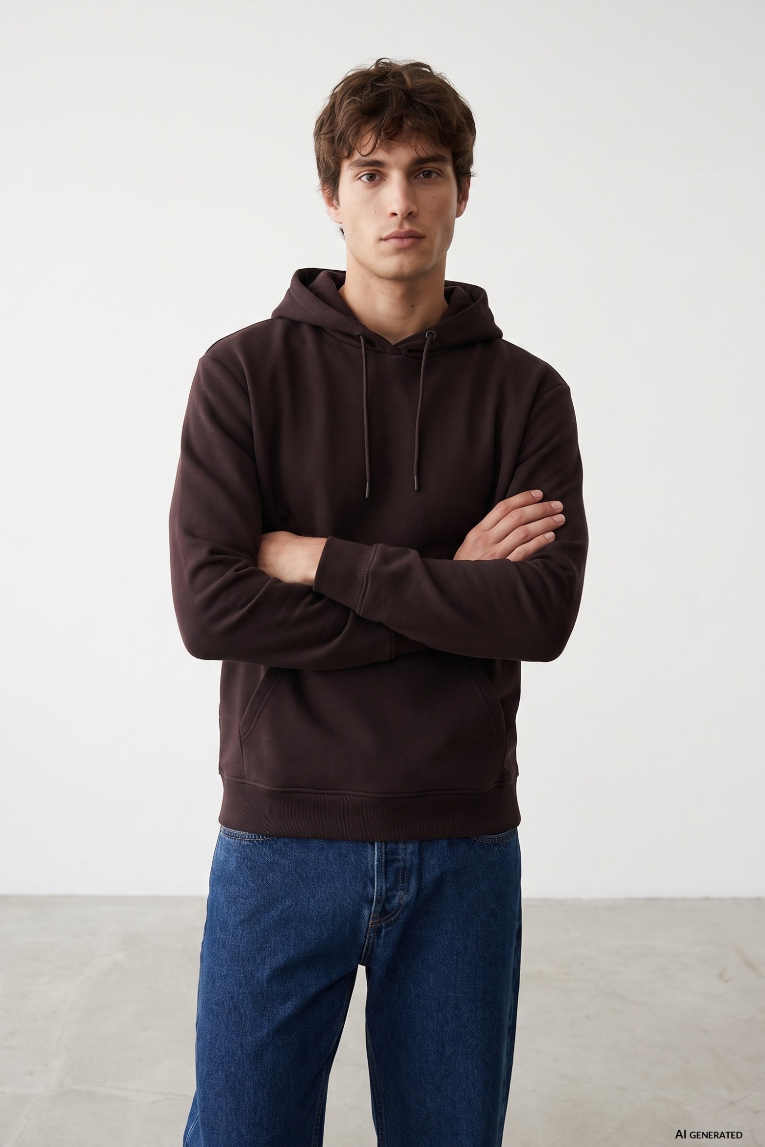 Sudadera capucha marrón regular