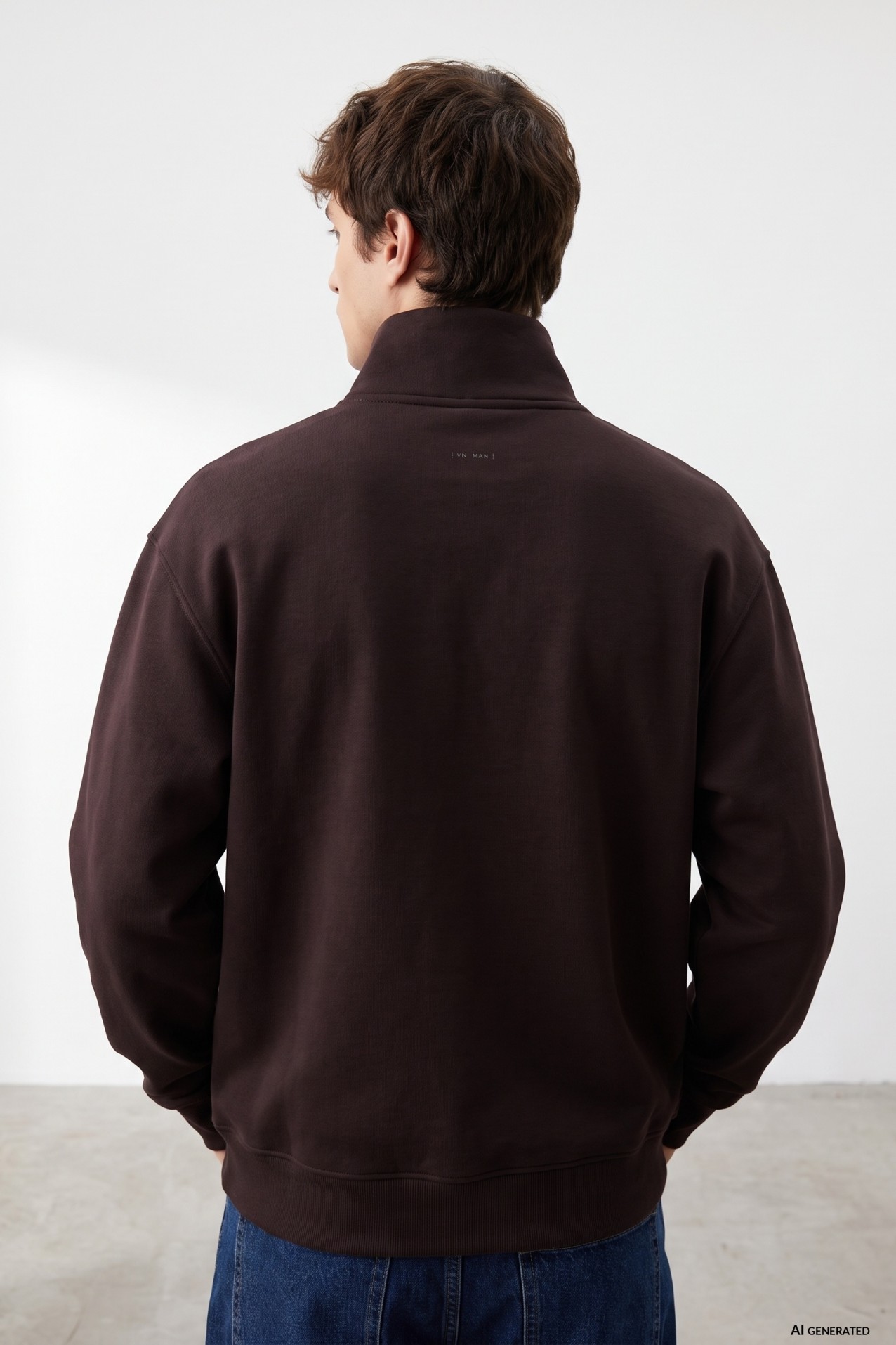 Dark Brown Half-Zip Sweatshirt