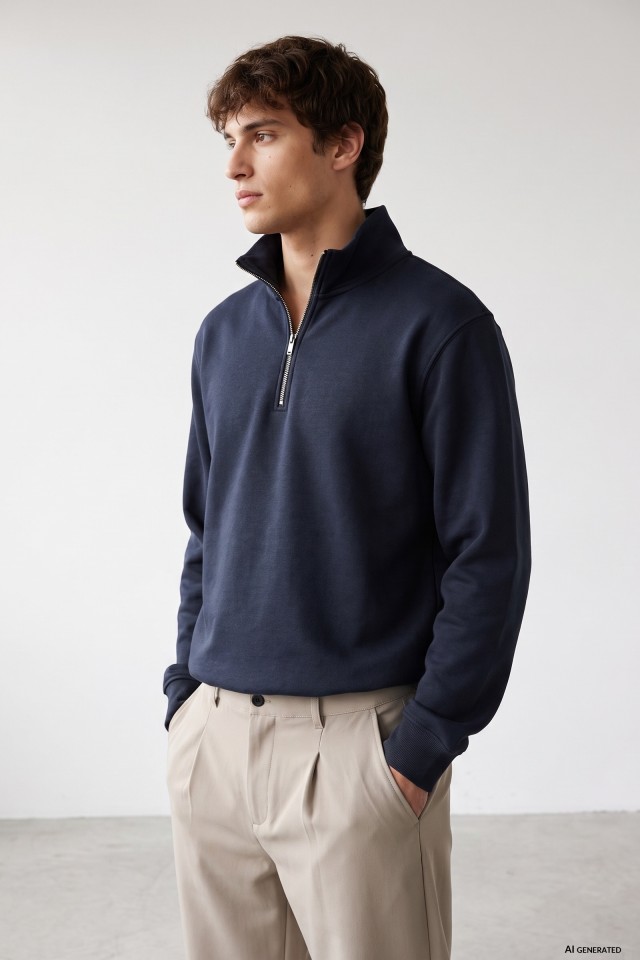Navy Quarter-Zip Sweatshirt