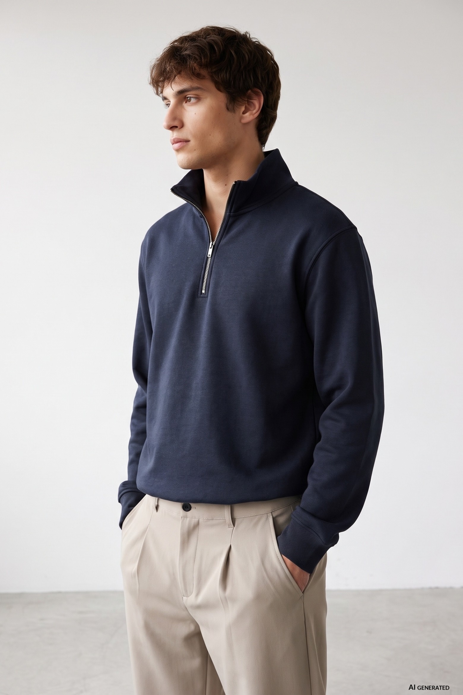 Navy Quarter-Zip Sweatshirt