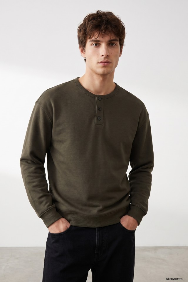 Green Relaxed Fit Sweatshirt