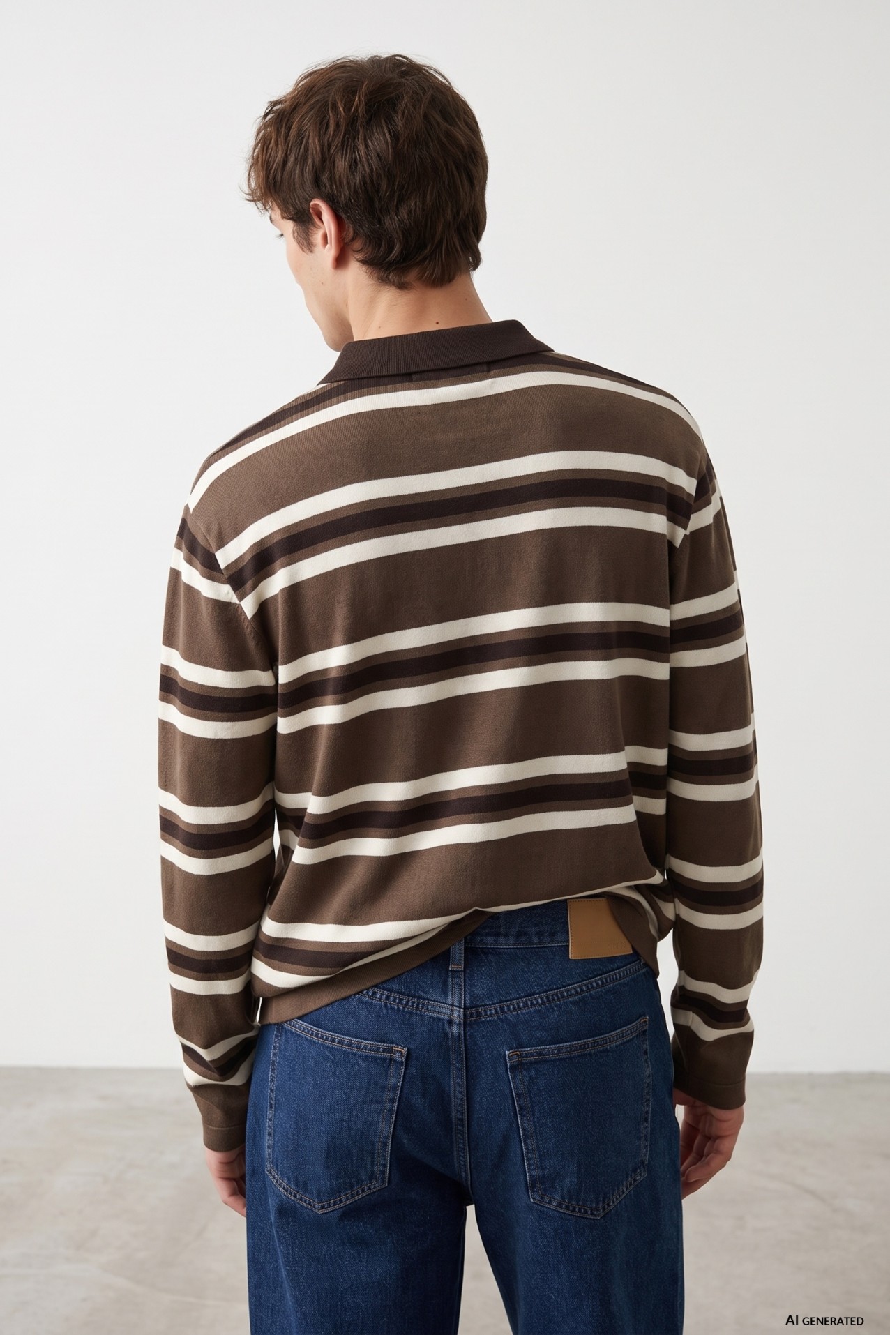 Brown Striped Knit Sweater