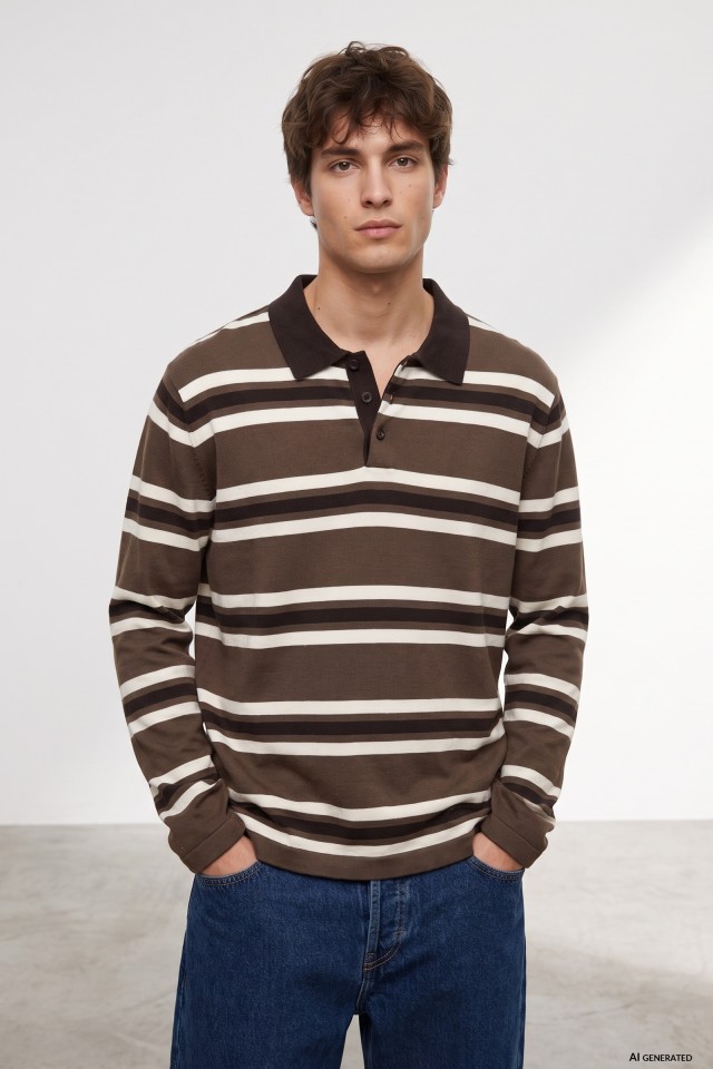 Brown Striped Knit Sweater
