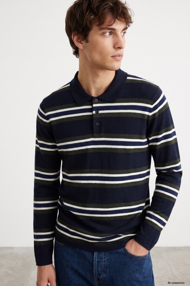Blue Striped Knit Sweater