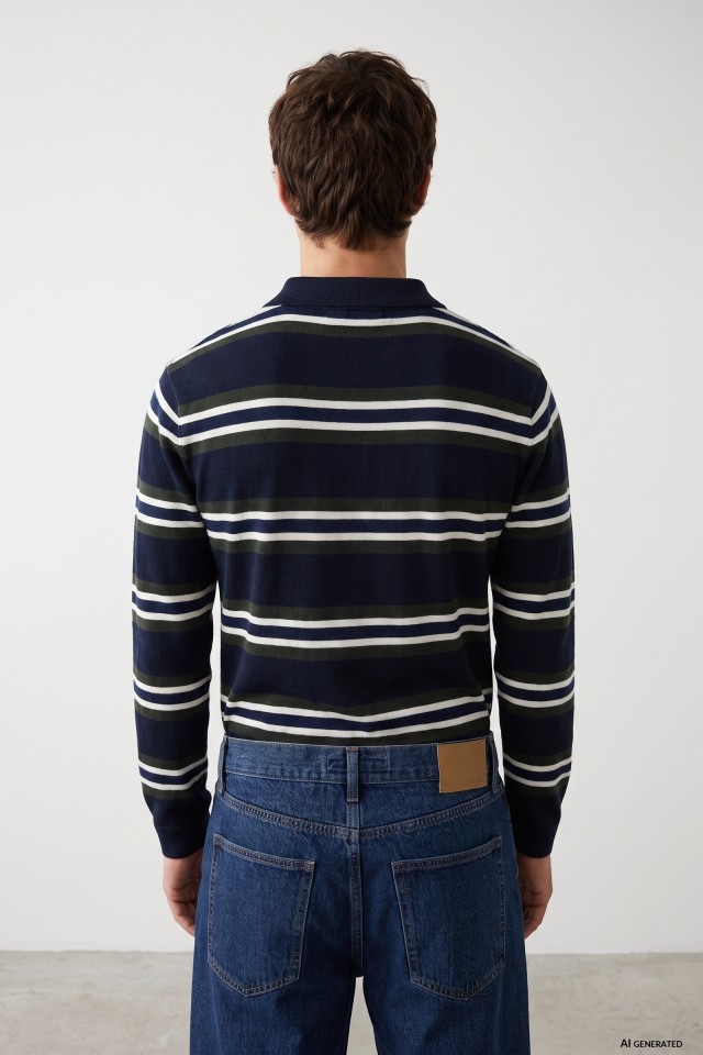 Blue Striped Knit Sweater Blue Striped Knit Sweater