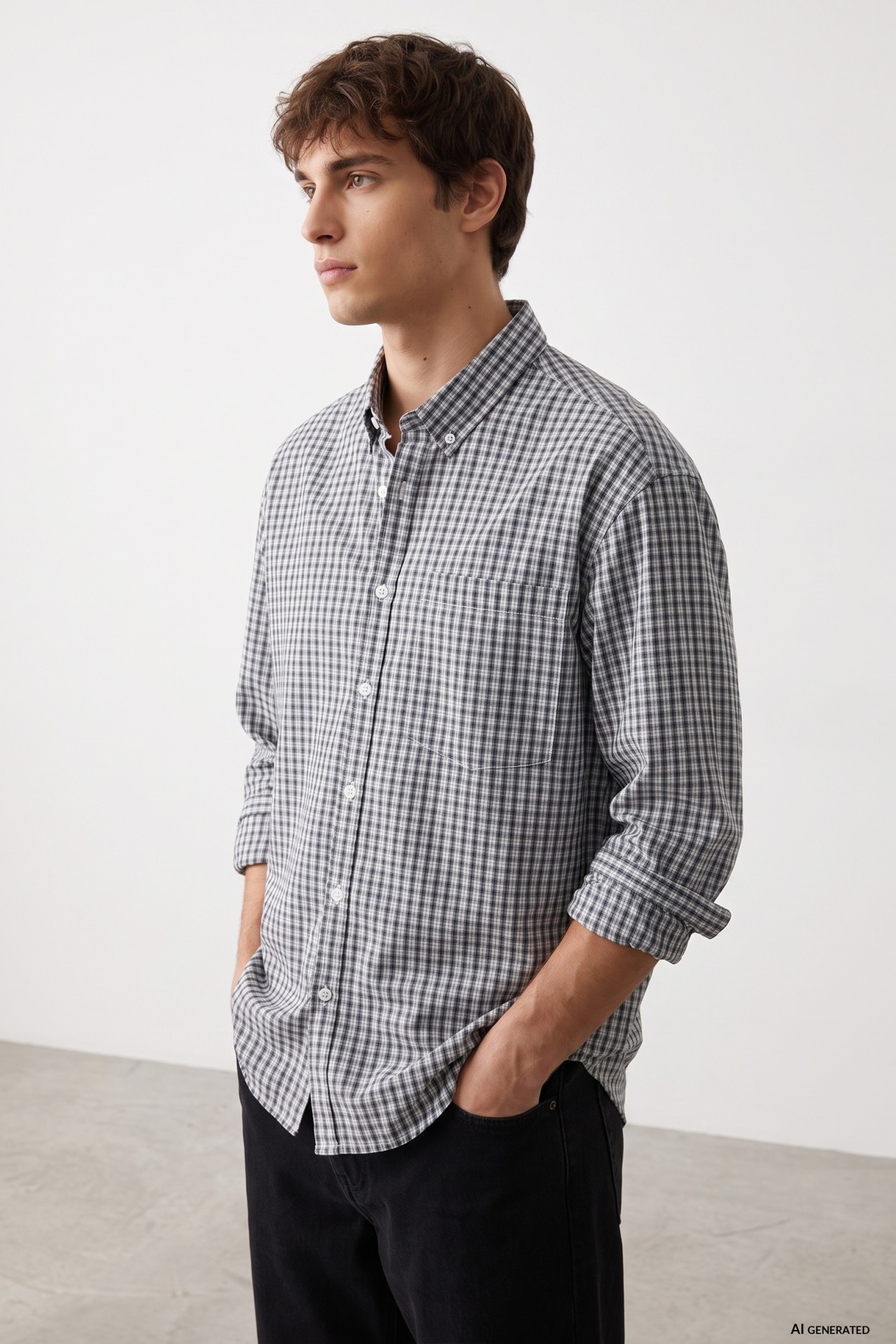 Blue Check Oversized Shirt