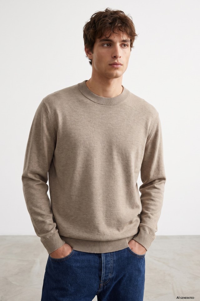 Taupe Knit Crewneck